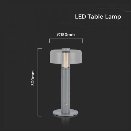 V-TAC 1W LED Tölthető Asztali lámpa - 1800mAh - szürke - 7944