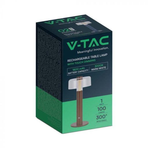 V-TAC 1W LED Tölthető Asztali lámpa - 1800mAh - homok barna - 7945
