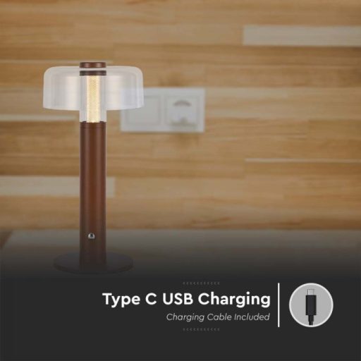 V-TAC 1W LED Tölthető Asztali lámpa - 1800mAh - homok barna - 7945