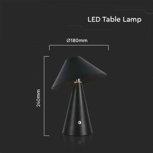 V-TAC 3W LED Tölthető Asztali lámpa - 1800mAh - fekete - 7947