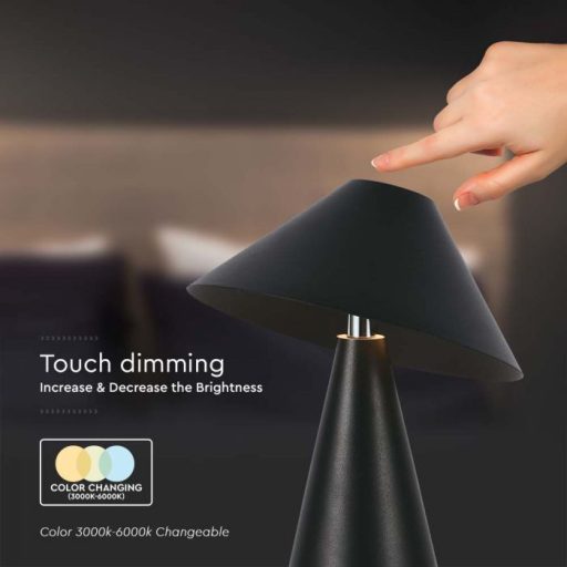 V-TAC 3W LED Tölthető Asztali lámpa - 1800mAh - fekete - 7947
