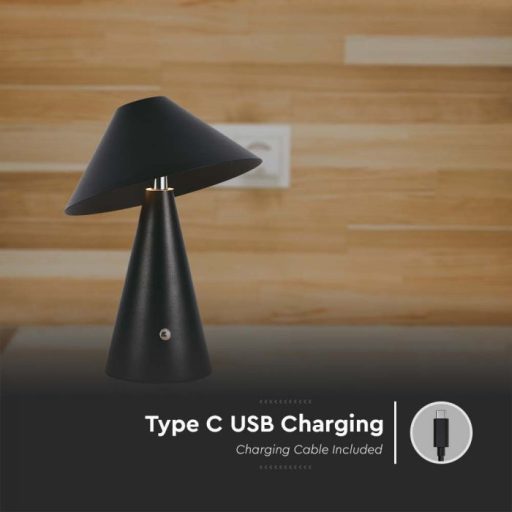 V-TAC 3W LED Tölthető Asztali lámpa - 1800mAh - fekete - 7947