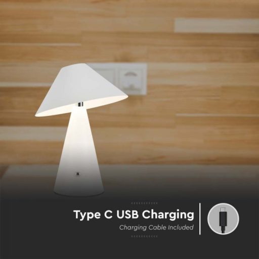 V-TAC 3W LED Tölthető Asztali lámpa - 1800mAh - fehér - 7948