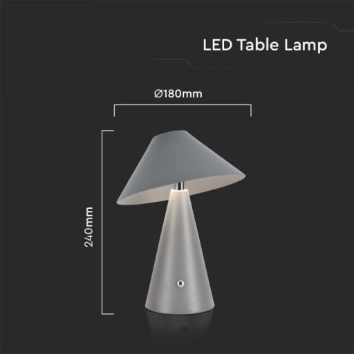 V-TAC 3W LED Tölthető Asztali lámpa - 1800mAh - szürke - 7949