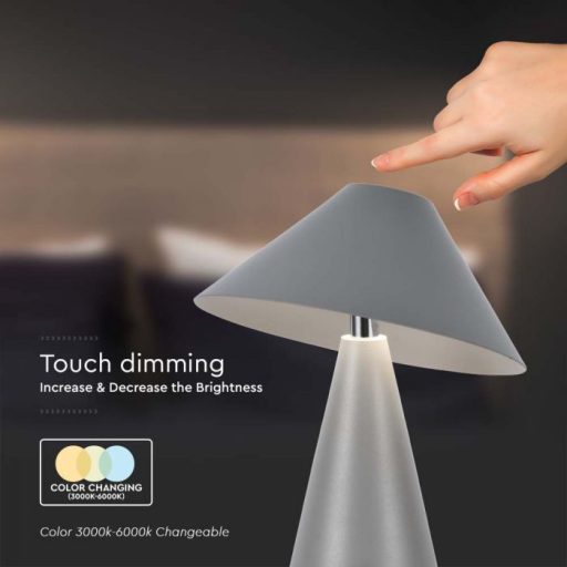V-TAC 3W LED Tölthető Asztali lámpa - 1800mAh - szürke - 7949
