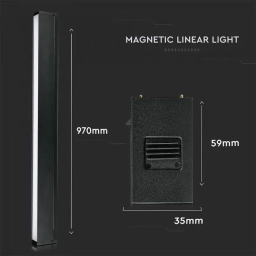V-TAC 30W LED Mágneses sínes lámpa IP20 24V 3000K - fekete - 7956