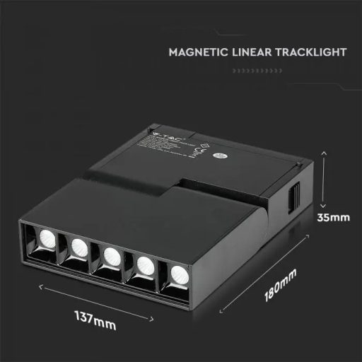 V-TAC 5x2W LED Mágneses sínes lámpa IP20 24V 3000K - fekete - 7962