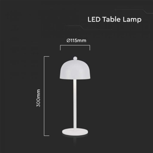 V-TAC 3W LED Tölthető Asztali lámpa - 1800mAh - fehér - 7986