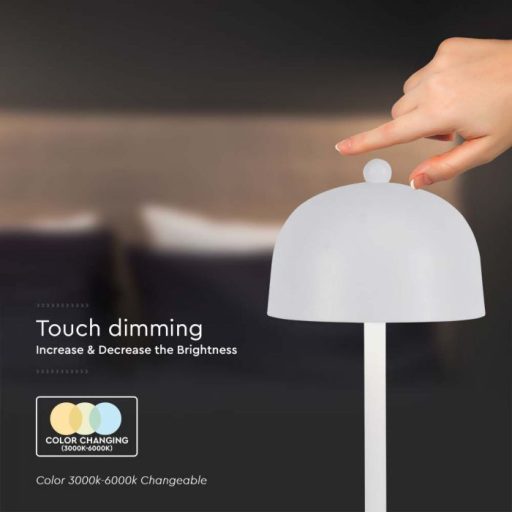 V-TAC 3W LED Tölthető Asztali lámpa - 1800mAh - fehér - 7986
