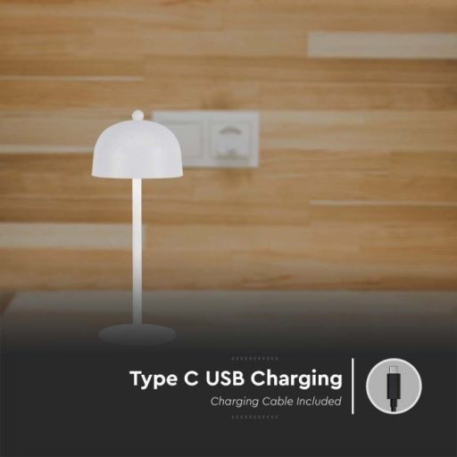 V-TAC 3W LED Tölthető Asztali lámpa - 1800mAh - fehér - 7986