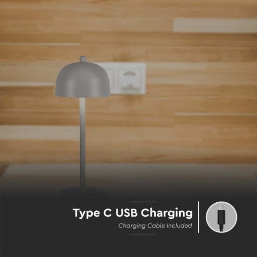 V-TAC 3W LED Tölthető Asztali lámpa - 1800mAh szürke - 7987