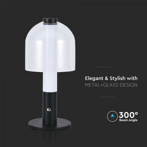 V-TAC 2W LED Tölthető Asztali lámpa - 1800mAh átlátszó búrával - 7988