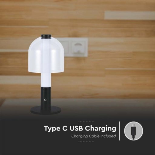 V-TAC 2W LED Tölthető Asztali lámpa - 1800mAh átlátszó búrával - 7988