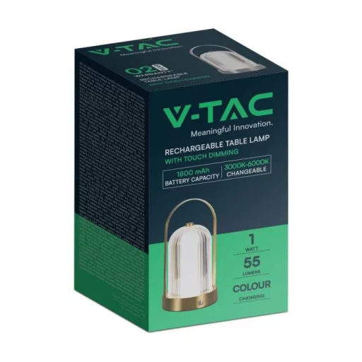 V-TAC 1W LED Tölthető Asztali lámpa - 1800mAh -arany - 7989