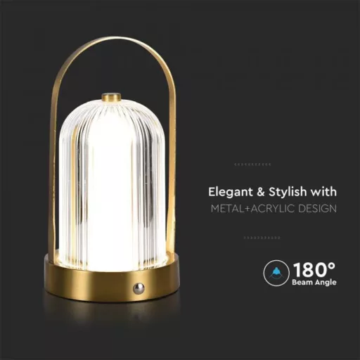 V-TAC 1W LED Tölthető Asztali lámpa - 1800mAh -arany - 7989