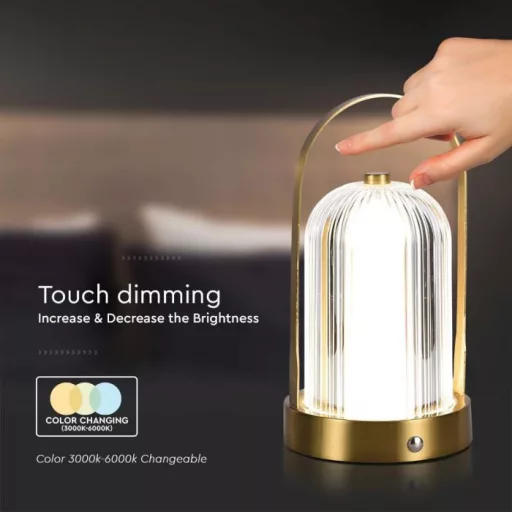 V-TAC 1W LED Tölthető Asztali lámpa - 1800mAh -arany - 7989