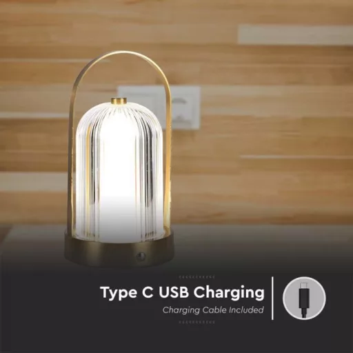 V-TAC 1W LED Tölthető Asztali lámpa - 1800mAh -arany - 7989