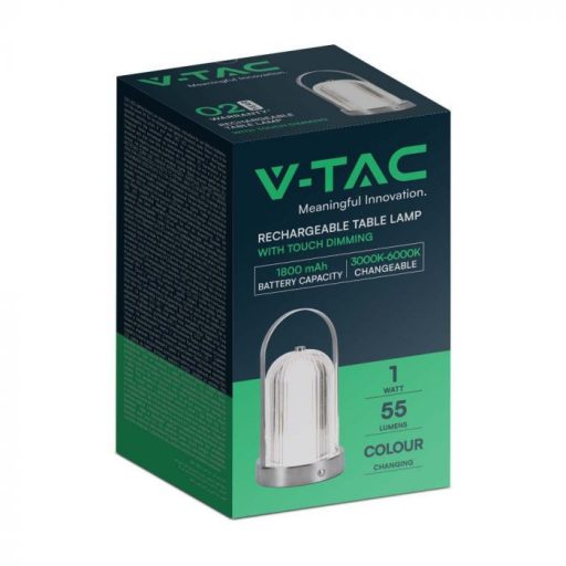 V-TAC 1W LED Tölthető Asztali lámpa - 1800mAh - króm - 7990