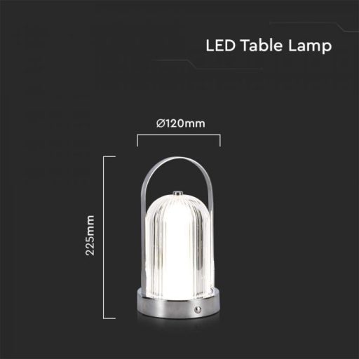 V-TAC 1W LED Tölthető Asztali lámpa - 1800mAh - króm - 7990