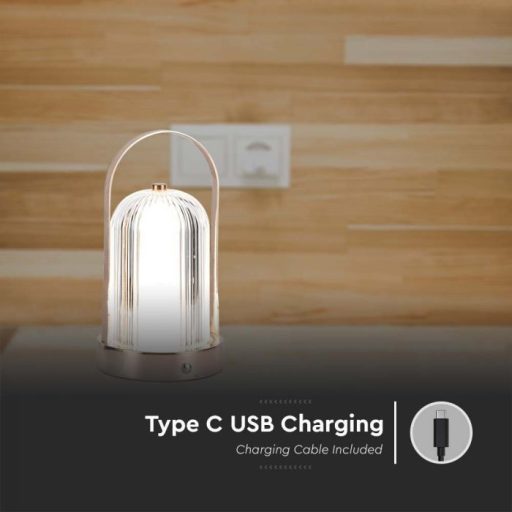 V-TAC LED Tölthető Asztali lámpa 1W - 1800mAh - Bronz - 7991