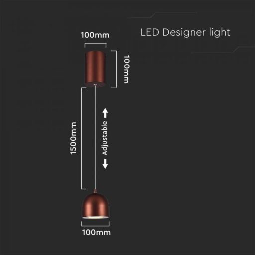V-TAC LED Függeszték lámpa 8.5W Érintő kapcsolóval - barna  - 3000K - 7997