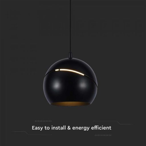 V-TAC LED Függeszték lámpa 8.5W Érintő kapcsolóval - fekete  - 3000K - 8001