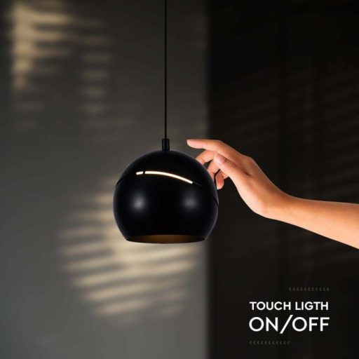 V-TAC LED Függeszték lámpa 8.5W Érintő kapcsolóval - fekete  - 3000K - 8001