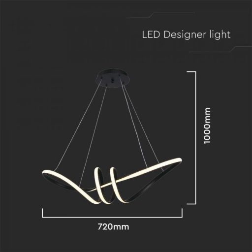 V-TAC 24W LED dizájn függeszték - fekete- 3000K - 8010