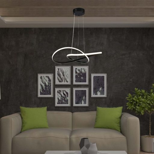 V-TAC 20W LED dizájn mennyezeti lámpa - fekete - 3000K - 8012