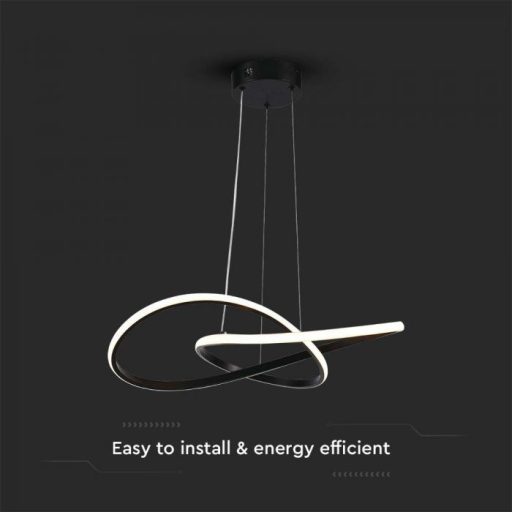 V-TAC 20W LED dizájn mennyezeti lámpa - fekete - 3000K - 8012