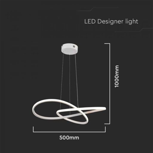 V-TAC 20W LED dizájn függeszték - fehér - 3000K - 8013