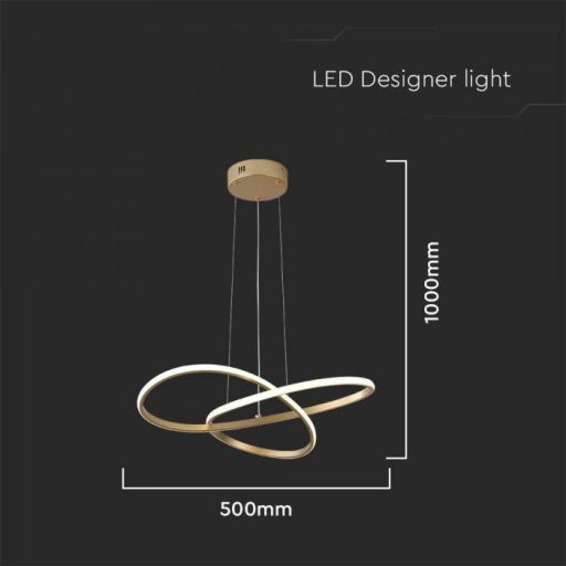 V-TAC 20W LED dizájn függeszték - arany - 3000K - 8014