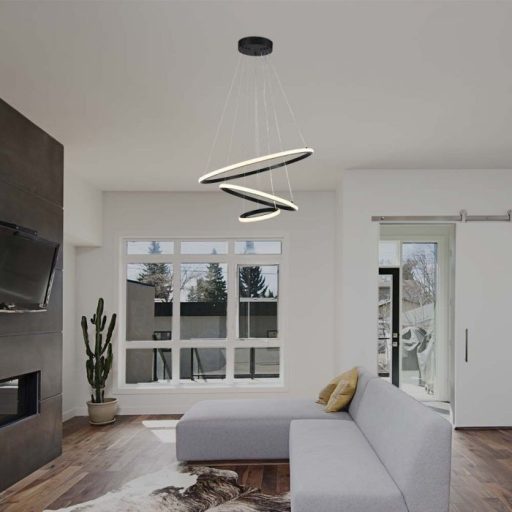 V-TAC 32W LED dizájn függeszték - fekete - 3000K - 8017