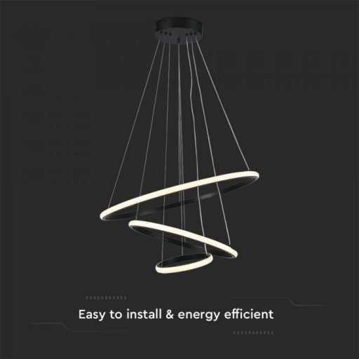 V-TAC 32W LED dizájn függeszték - fekete - 3000K - 8017