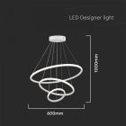 V-TAC 32W LED dizájn függeszték - fehér- 3000K - 8018