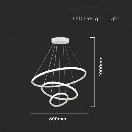V-TAC 32W LED dizájn függeszték - fehér- 3000K - 8018