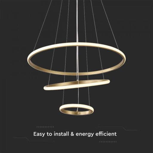 V-TAC 32W LED dizájn függeszték - arany- 3000K - 8019
