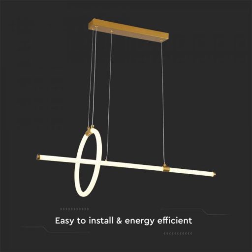 V-TAC 16W LED dizájn függeszték - arany - 3000K - 8023