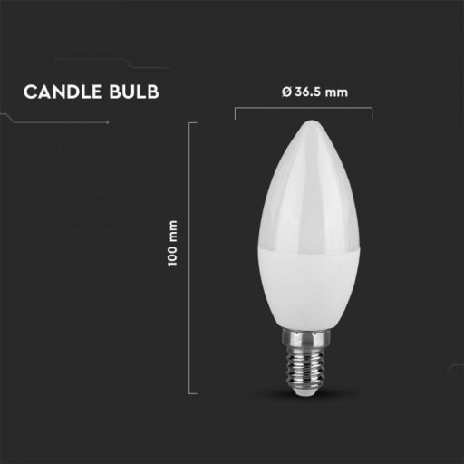 V-TAC LED izzó  E14 C37 3.7W 180° 6500K gyertya - 8041