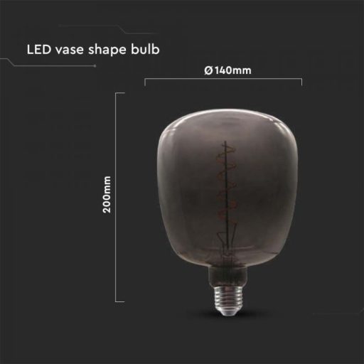V-TAC Fekete LED izzó filament COG  E27 4W Váza forma nagy gömb - 8056