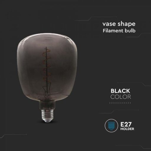 V-TAC Fekete LED izzó filament COG  E27 4W Váza forma nagy gömb - 8056