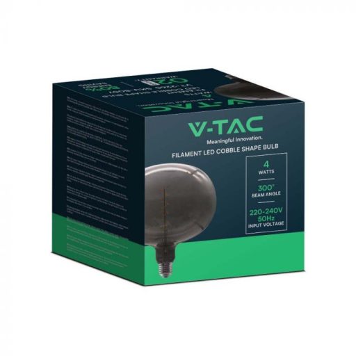 V-TAC Fekete LED izzó filament COG  E27 4W Nagy gömb - 8057