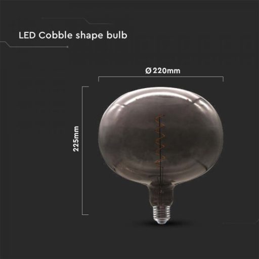 V-TAC Fekete LED izzó filament COG  E27 4W Nagy gömb - 8057