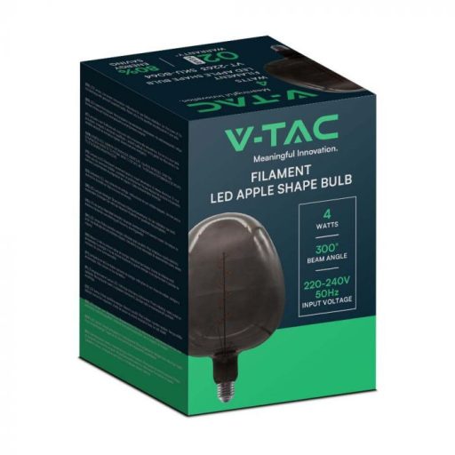 V-TAC Fekete LED izzó filament COG  E27 4W Nagy gömb - 8064
