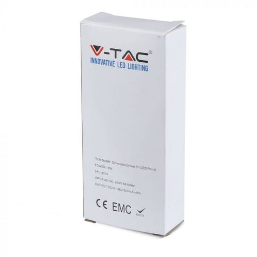 V-TAC Dimmelhető LED panel tápegység 12W - 8074