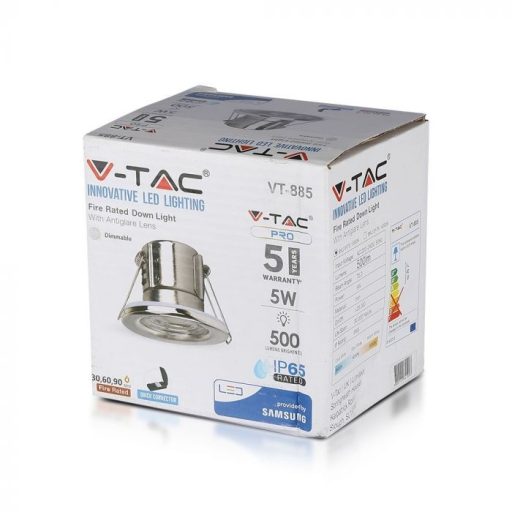 V-TAC LED dimmelhető tűzálló spot lámpa SAMSUNG CHIP 5W - króm - 4000K - 8176