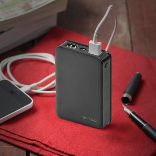 V-TAC Powerbank (hordozható töltő) 5000mAh fekete - 8193