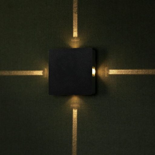 V-TAC 4W led fali lámpatest négyzet, fekete 4000K - IP65 - 8212