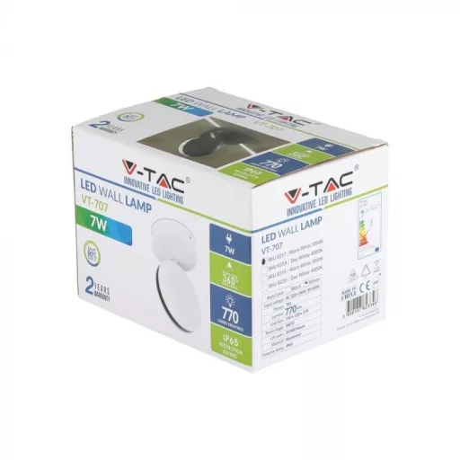 V-TAC 7W LED Fali lámpa IP65 fehér színű 4000K - 8218