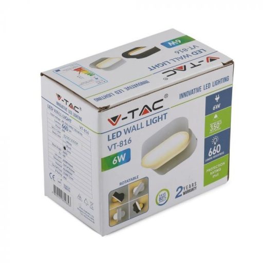 V-TAC LED mozgatható fali lámpatest 6W szürke 3000K - IP65 - 8290